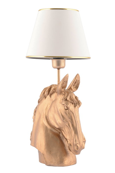 Opviq Lámpara de Mesa Horse - Blanco y Dorado